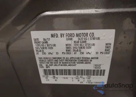 2017 Lincoln Mkx Reserve from USA, damaged, VIN 2LMPJ8LP4HBL46047